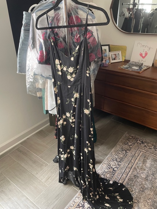 Reformation Dresses & Skirts - Reformation Black Slip Dress with Cream Floral Print